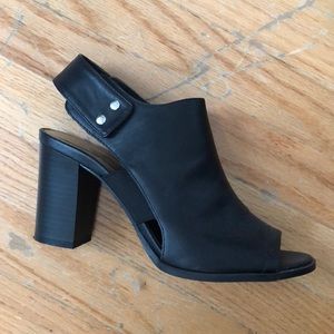 Black Peep Toe Block Heels